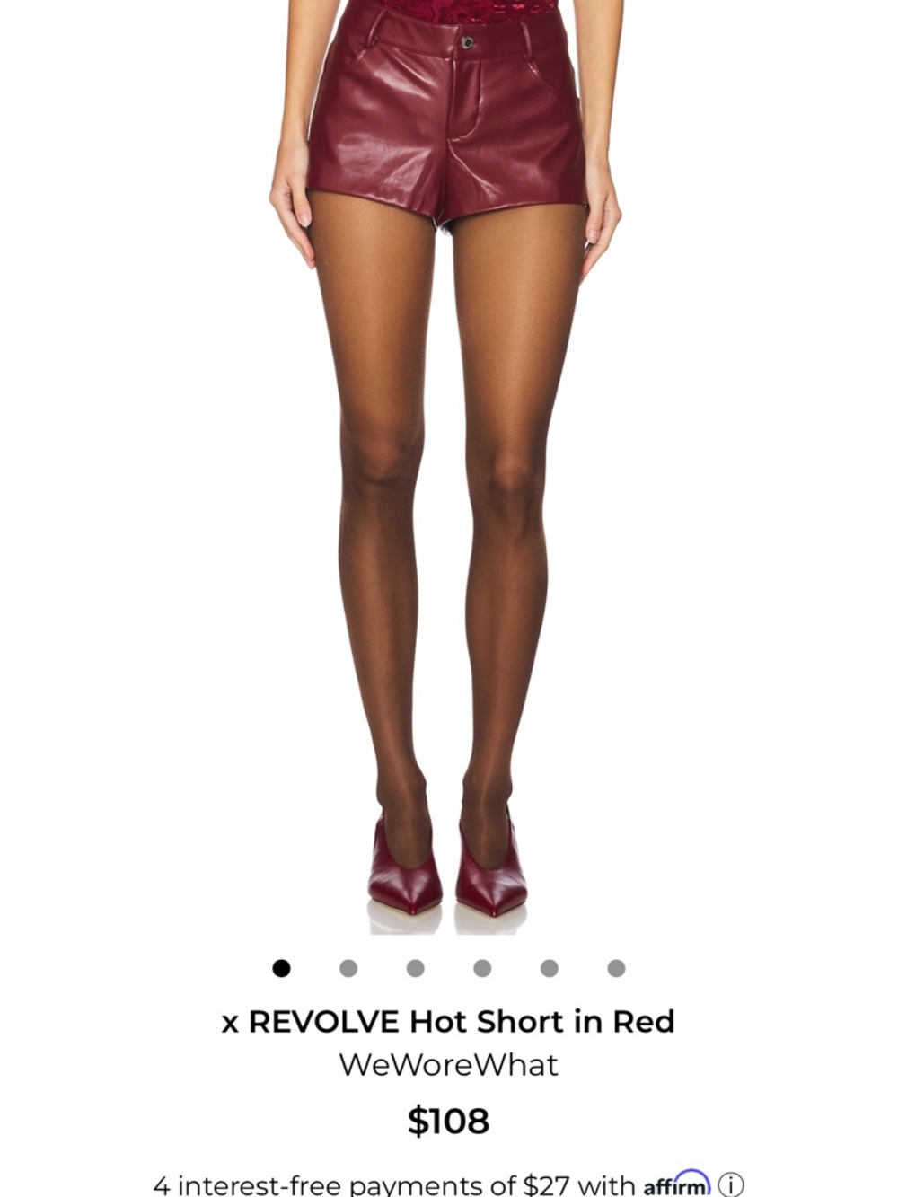 WeWoreWhat Burgundy Faux Leather High-Waist Shorts